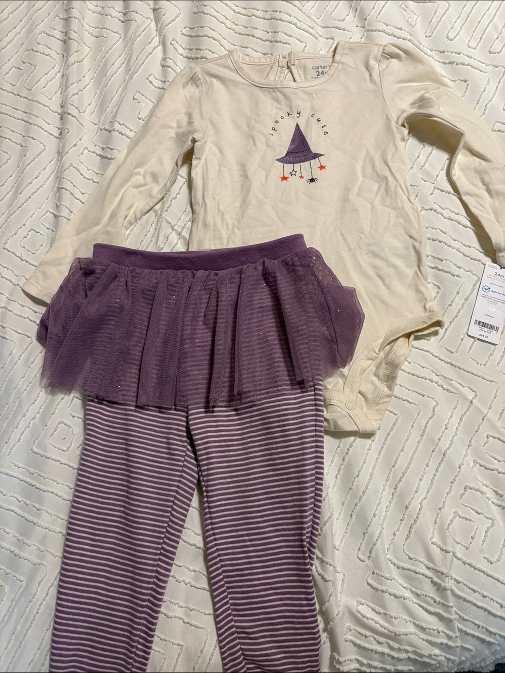 Carter's Cream & Purple Witch Tutu Legging Costume Set